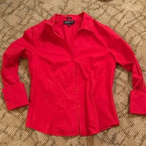 Jones New York Bright Red Button Down Shirt